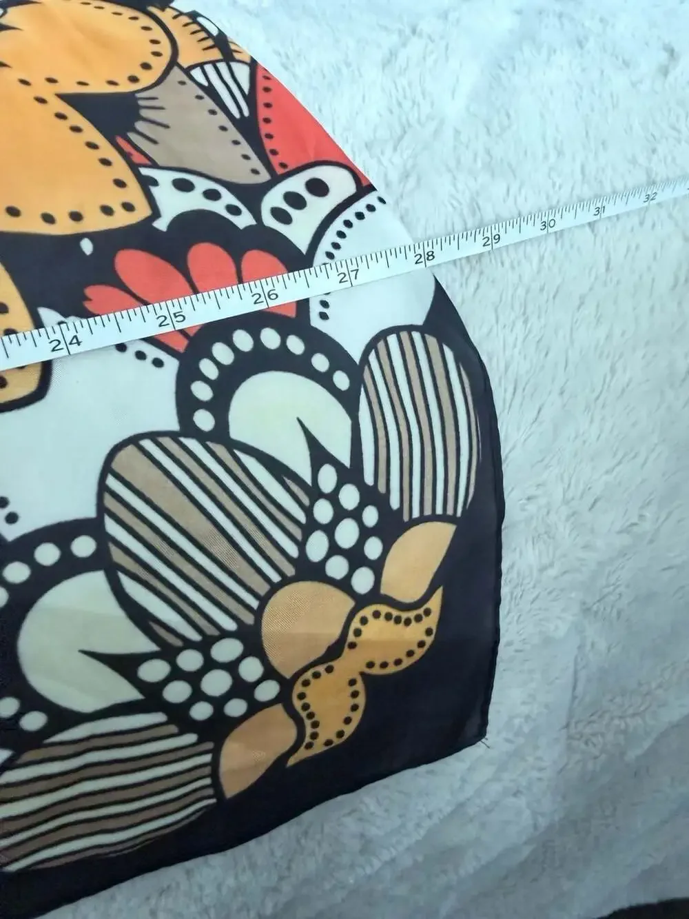 Abstract Geometric Floral Pattern Large Square 100% Silk Scarf